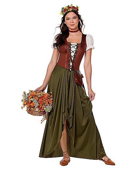 Adult Medieval Maiden Costume - Spirithalloween.com Medival Outfits Woman, Medieval Outfit Women, Medieval Maiden, Medieval Costume Women, Maiden Costume, Witch Outfits, Home Halloween Costumes, Medieval Outfit, Scottish Clothing