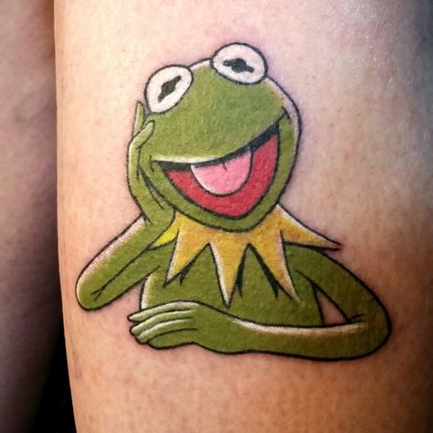 Kermit the frog Kermit The Frog Tattoo, Kermit Tattoo, Army Tattoos, Family Tattoo Designs, Frog Tattoos, C Tattoo, Octopus Tattoo, Chest Piece Tattoos, Kermit The Frog