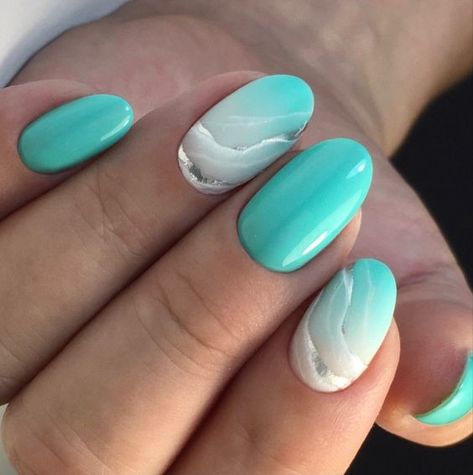 Teal Nail Designs Turquoise, Vacation Nails Tropical, Beach Vacation Nails, Turquoise Nail Designs, Nails Tropical, Nail Makeover, Vacation Nails Beach, Cruise Nails, Summer Nail Ideas