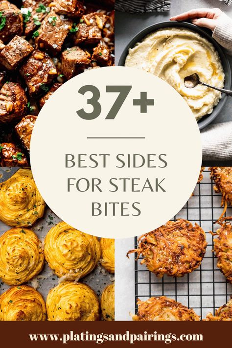 Wondering what to serve with steak bites for dinner? This handy guide covers all of the best sides for steak bites – vegetables, potatoes, and more! What To Serve With Steak Bites, Sides For Steak Bites, What Pairs Well With Steak, Steak Bite Dinner Ideas, Sides For Steaks Easy, Sides To Go With Steak, Sides For Steak Dinner, Best Sides For Steak, Steak Sides Dishes