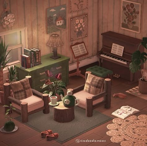 Acnh Living Rooms Ideas, Animal Crossing House, Acnh Interior, Acnh House, Acnh Cottagecore, Happy Home Paradise, Animal Crossing 3ds, Happy Home Designer, Acnh Inspiration