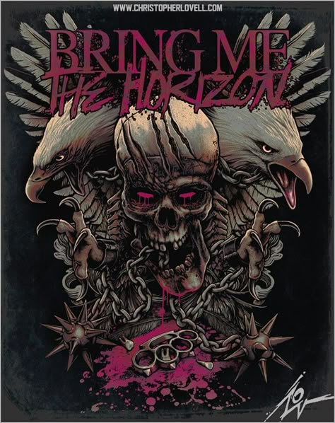 Bring me the horizon Gfx Design, Rock Band Posters, Zombie Art, Skate Art, Bring Me The Horizon, Band Posters, The Horizon, Skull Art, Horror Art