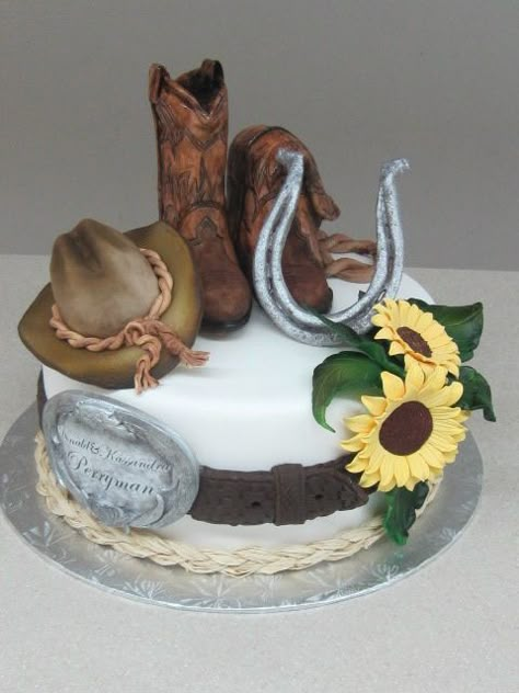 Cowboy Style! - This cake is the topper for the cupcake stand! Western Cakes Birthday, Cowgirl Cake Ideas, Cowgirl Boot Cake, Western Cake Ideas, Country Birthday Cakes, Western Birthday Cakes, Country Cakes, Cowboy Birthday Cakes, Western Cake