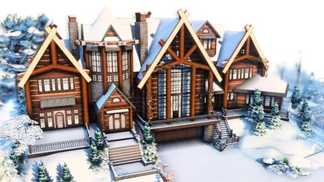 Candy Minecraft, Sims 4 Town, The Sims 4 Houses Ideas, Sims 4 Holidays, Sims 4 Layout, Sims 4 Houses Ideas, Ts4 Build Cc, The Sims 4 Casas, Mountain Mansion