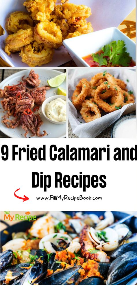 9 Fried Calamari and Dip Recipes ideas to create. Deep fried with batter and lemon, aioli or pepperoncini or wasabi dips or sauces. Calamari Dipping Sauce Aioli, Dip For Calamari, Calamari Dipping Sauce Recipes, Sauce For Calamari Dipping, Fried Calamari Sauce, Baked Calamari Recipes, Fried Calamari Recipe Easy, Tempura Calamari, Calamari Dipping Sauce