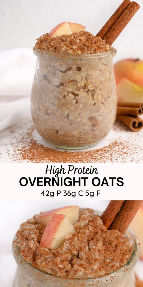 High protein overnight oats recipe with best macros Overnight Oats Calorie Deficit, Easy Macro Friendly Recipes Breakfast, Easy Protein Overnight Oats Healthy, High Protein Low Sugar Overnight Oats, High Protein Over Night Oats Recipe, Overnight Oats With Yogurt And Protein Powder, Overnight Oats With Vanilla Protein Powder, High Protein Oatmeal Recipes Overnight Oats, Overnight Protein Oats Healthy