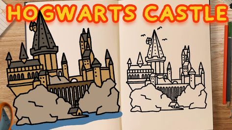 Visit the link and learn to draw the magical castle of Hogwarts, from the Harry Potter franchise (Easy step by step tutorial) How To Draw Hogwarts Castle, How To Draw Hogwarts Castle Step By Step, Harry Potter Painting Ideas Easy, Hogwarts Castle Drawing, Harry Potter Drawing Ideas, Castle Drawing Easy, Hogwarts Classroom, Magical Castle, Harry Potter Painting