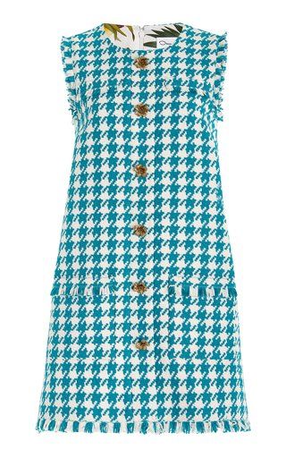 Oscar De La Renta Fashion Collections For Women | Moda Operandi Tweed Mini Dress, Oscar Dresses, Christy Turlington, Christopher Kane, Gingham Check, Modern Outfits, Pre Fall, Dress Blue, Designer Outfits Woman