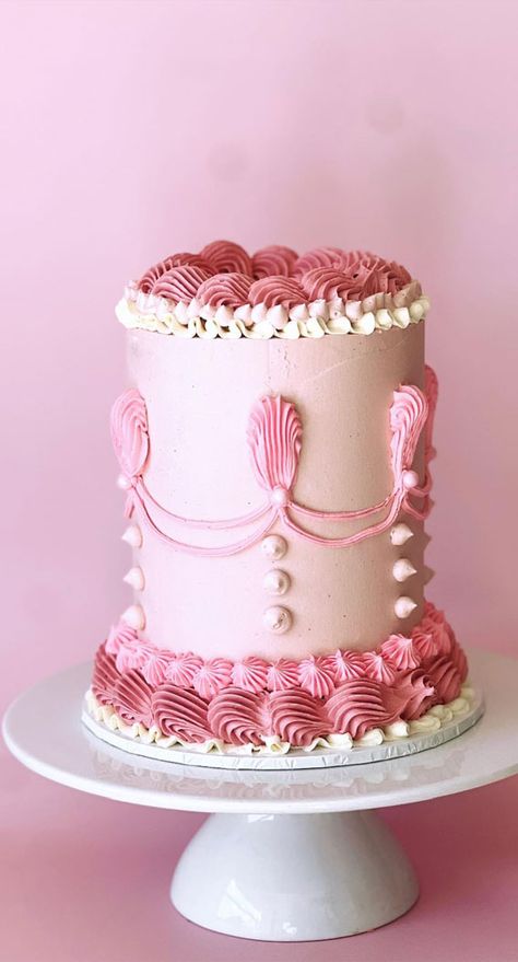 vintage style cake, lambeth cake, buttercream birthday cake, buttercream cake, pink buttercream cake, heart cake Tall Lambeth Cake, Tall Vintage Cake, Pink Buttercream Cake, Lambeth Cakes, Teletubbies Cake, 50 Birthday Cake, Vintage Style Cake, Birthday Cake Buttercream, Lambeth Cake