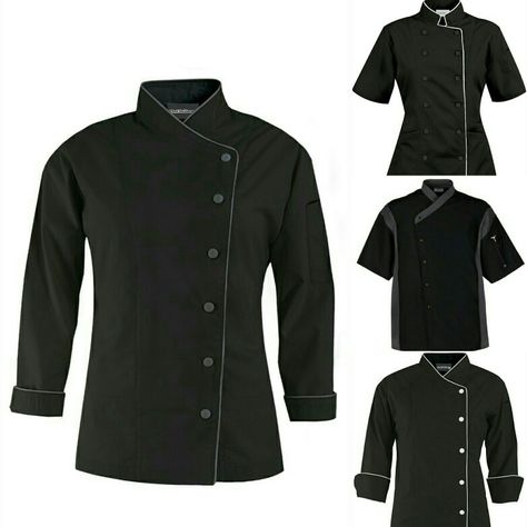 Barber Uniform Ideas, Chef Jacket Design Men, Chef Coats, Chef Coat Design, Chef Jackets Design, Restaurant Uniforms, Chef Uniform, Chef Shirts, Chef Jackets