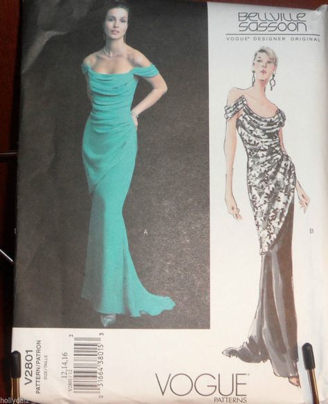 VOGUE Pattern V2801 Bellville Sassoon Evening Gown Drape Sleeves Size Dress Patterns Uk, Prom Dress Sewing Patterns, Bellville Sassoon, Evening Gown Pattern, Evening Dress Sewing Patterns, Patterned Bridesmaid Dresses, Linen Dress Pattern, Gown Sewing Pattern, Vogue Dress Patterns