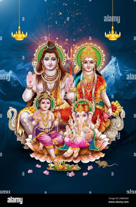 Download this stock image: lord Shiva Family in kailas background digital art - 2HBXXGH from Alamy's library of millions of high resolution stock photos, illustrations and vectors. Photos Of Lord Krishna, Background Digital Art, Shiva Sketch, Durga Picture, Shiva Shankara, Lord Murugan Wallpapers, Shiva Family, Shiva Parvati Images, Lord Photo