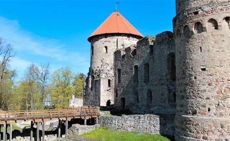 Cesis Medieval Castle | latvia.travel Watercolor Reference, Medieval Games, Medieval Architecture, Castle Garden, Artificial Stone, Medieval Castle, Travel Sites, Local History, The Castle