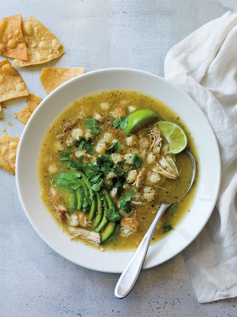 Instant Pot Chicken Posole Recipe | Williams Sonoma Taste Poloze Soup, Chicken Poloze Soup, Poloze Mexican Soup, Posole Chicken, Posole Recipe Chicken, Tomatillo Soup, Posole Soup, Chicken Posole, Chicken Pozole