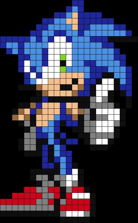 Perler Bead Sonic The Hedgehog, Sonic The Hedgehog Perler Bead Pattern, Sonic Beads Pattern, Sonic The Hedgehog Pixel Art, Sonic Perler Bead Patterns, Castlevania Wallpaper, Pixels Art, Kandi Ideas, Fuse Bead Patterns