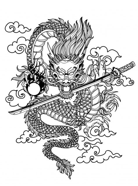 Tattoo art dargon hand drawing and sketch black and white Premium Vector | Premium Vector #Freepik #vector #abstract #people #texture #hand Dragon Black And White, Dragon Back Tattoo, Black And White Dragon, Dragon Tattoo Drawing, Asian Dragon Tattoo, Tattoo Black And White, Dragon Tattoo Art, Abstract People, Dragon Silhouette