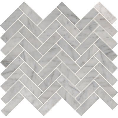 Marble Herringbone Shower Tile, Carrara Marble Herringbone Bathroom Floor, Honed Carrara Marble Bathroom, Carrara Honed Marble Bathroom, Ivy Hill Tile White Carrara Herringbone, Herringbone Tile Bathroom, Herringbone Mosaic Tile, Gray Tile, Marble Herringbone