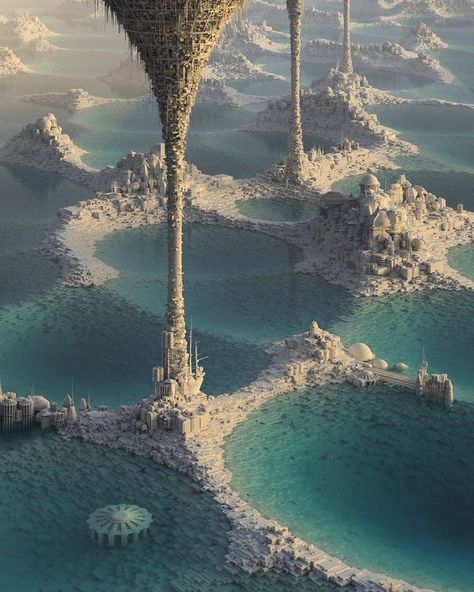 Cavern City, Sci Fi Landscape, Bangunan Minecraft, Landscape Concept, 다크 판타지, Fantasy City, Fantasy Setting, Fantasy Places, Futuristic City