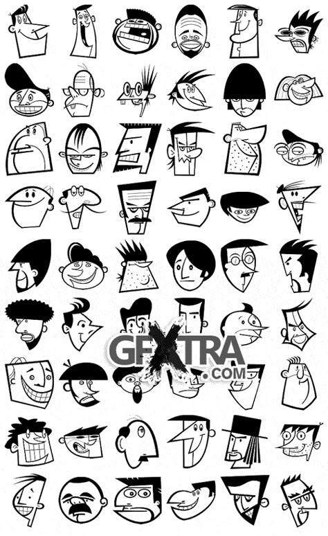 Retro Cartoon Faces, Fun Characters To Draw, Cartoon Face Reference, Graffiti Faces, Comic Faces, Graffiti Face, رسم كاريكاتير, Funny Characters, Comic Face