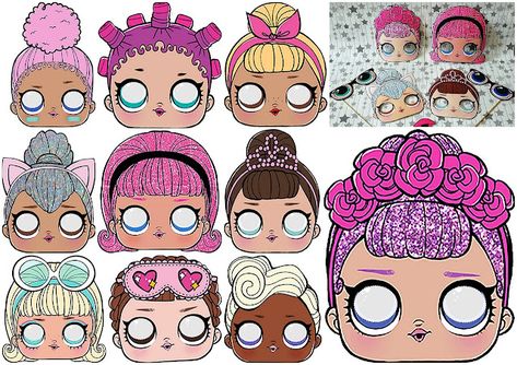 LOL Surprise Free Printable Masks. Lol Surprise Free Printables, Free Printable Lol Suprise, Lol Birthday Party Ideas, Lol Paper Dolls Printable Free, Lol Suprise, Suprise Birthday, Printable Masks, Happy Birthday Printable, Doll Party