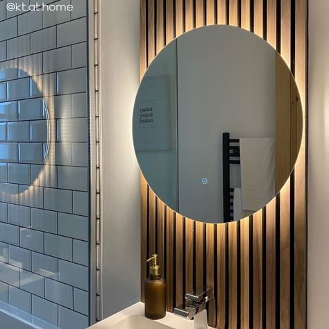 Heated Bathroom Mirror, Bathroom Mirror With Lights, Backlit Bathroom Mirror, Lit Mirror, Small Toilet Room, Downstairs Loo, Backlit Mirror, Illuminated Mirrors, Toilet Room