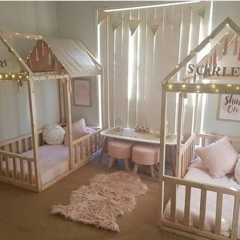 Classy Rooms, Creative Kids Rooms, Boy Toddler Bedroom, Shared Girls Bedroom, Kids Mattress, Toddler Rooms, House Beds, Toddler Bedrooms, Bedroom Kids