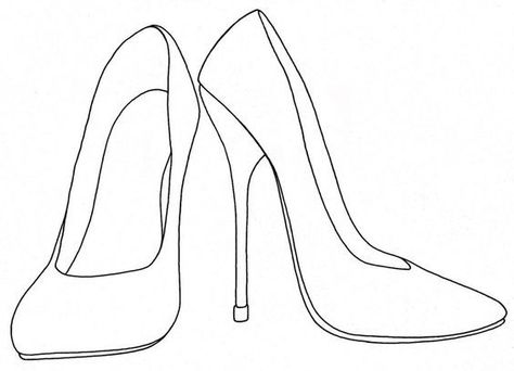 High Heel Drawing Sketches, High Heel Drawing, Shoe Coloring Pages, How To Draw Heels, Shoes Coloring, Drawing High Heels, Shoes Clipart, Drawing Shoes, Drawing Room Interior Design