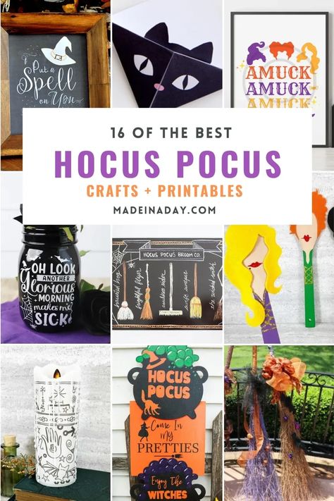 Unleash your inner witch or warlock with our Hocus Pocus crafts. Transform your home into a bewitching haven with these easy-to-make projects and fun printables. hocus pocus halloween decor, hocus pocus party, hocus pocus craft ideas, hocus pocus cat Hocus Pocus Party Decoration Ideas, Hocus Pocus Crafts, Hocus Pocus Party Decoration, Hocus Pocus Cat, Hocus Pocus Decorations, Hocus Pocus Halloween Decor, Hocus Pocus Spell, Hocus Pocus Party, Halloween Party Treats