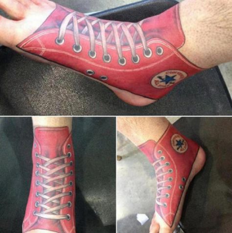 All Star Tattoo, Red Dragon Tattoo, Shoe Tattoos, Tattoo Henna, Tattoo Fails, Geniale Tattoos, Weird Tattoos, Bad Tattoos, Horror Tattoo