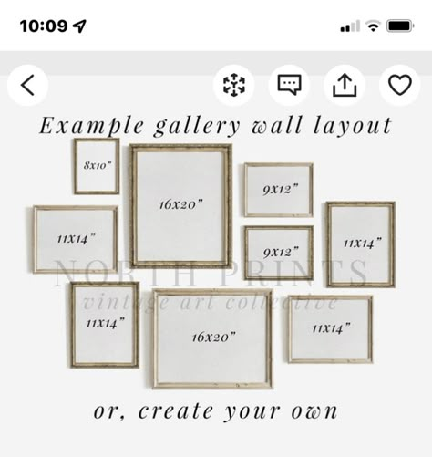 Photo Frame Collage Layout, Photo Cluster Wall, 5 Picture Gallery Wall Layout, Gallery Wall Ideas Small Frames, 7 Frames On Wall Layout, 4 Picture Frames On The Wall, Gallery Wall Ideas 8 Frames, Wall Photo Layout Ideas, Arranging Photo Frames On Wall