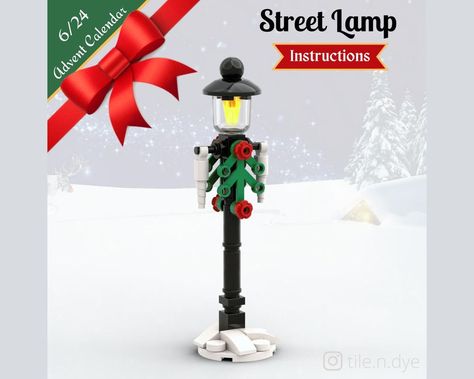 Lego Winter Village Instructions, Free Lego Instructions, Christmas Street Lamp, Lego Christmas Sets, Lego Patterns, Lego Rebrickable, Lego Harry Potter Moc, Lego Lamp, Lego Christmas Village