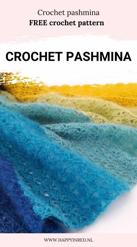 Crochet pashmina, soft shell pashmina | Crochet pashmina pattern by Happy in Red Crochet Pashmina Wraps, Diy Pashmina How To Make, Mohair Scarf Crochet Pattern, Mohair Yarn Crochet Patterns, Crochet Mohair Scarf Pattern Free, Crochet Pashmina Pattern Free, Crochet Mohair Pattern, Mohair Crochet Scarf, Mohair Crochet Projects