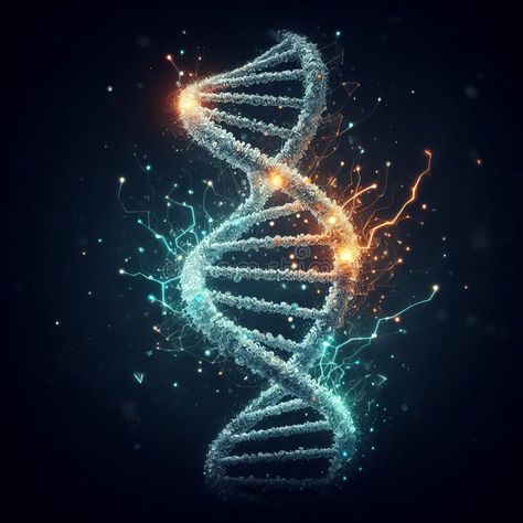 Sparking DNA Strand Illustration royalty free stock photo Dna Illustration, Dna Strand, Illustration Photo, Dark Blue Background, Biology, Royalty Free Stock Photos, Royalty, Royalty Free, Stock Images