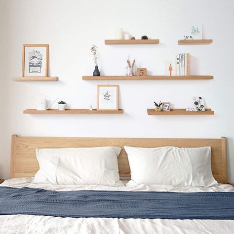 Wall Ledge Decor Ideas, Ledge Decor, Shelf For Wall, Wall Ledge, Picture Ledge Shelf, Wall Mounted Shelf, Timber Shelves, Ledge Shelf, Bookcase Organization