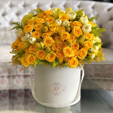 Las Vegas Flowers - JLF Las Vegas Yellow Flowers Arrangements, Yellow Spray Roses, Yellow Flowers Bouquet, Blue Flower Arrangements, Cabbage Flowers, Roses Yellow, Shine Like A Star, Star Box, Roses White