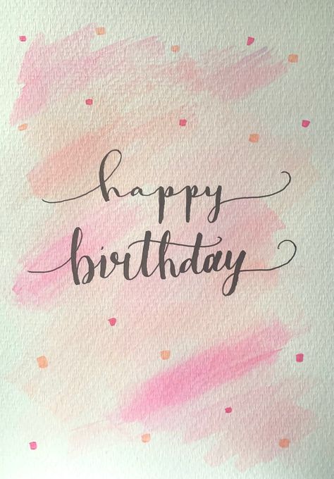 Watercolor birthday cards with hand-painted illustrations of cakes, flowers, animals and#birthdayfontstyle #happybirthday #fontdesign #birthdaygreetings #celebrationstyle Birthday Wishes New Style, Birthday Simple Wishes, Happy Birthday Card Simple, Birthday Aesthetic Cards, Happy Birthday Calligraphy Fonts, Happy Birthday Card For Teacher, Birthday In Calligraphy, Happy Birthday Handwriting, Happy Birthday In Calligraphy