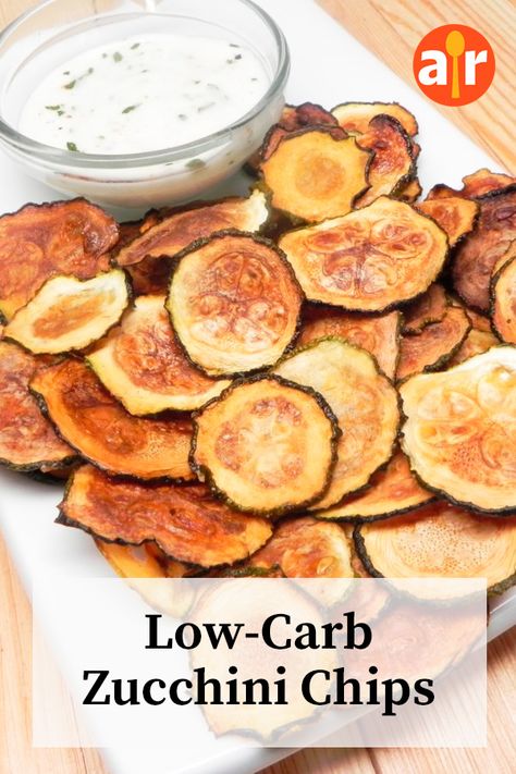 Substitute For Chips Healthy, Low Carb Veggie Chips, Substitute For Chips, Zucchini Chips Air Fryer Recipes, Keto Zucchini Chips, Zucchini Chips Airfryer, Air Fryer Zucchini Chips Keto, Salt And Vinegar Dehydrated Zucchini Chips, Zucchini Dishes