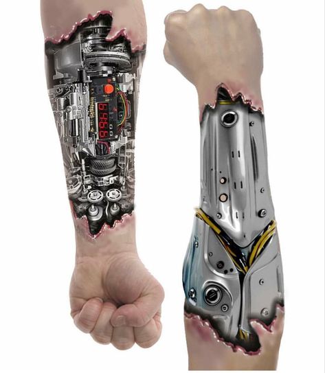 Mechanical Tattoos For Men, Metal Arm Tattoo, Macanical Tattoo, Electrical Tattoos For Men, Mechanical Arm Design, Mech Tattoo, Biomechanical Tattoo Arm, Mechanical Sleeve Tattoo, Mechanical Arm Tattoo