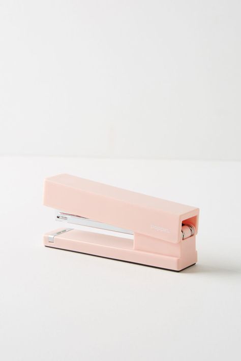 Collating Gets Cool  If you want to liven up your desk, don't shy away from color. Accessories like this blush pink stapler will induce a smile every time you reach for it. Blush Office, Cool Desk, Cool Desk Accessories, Cubicle Makeover, Cute Office Supplies, Kawaii School Supplies, Cute Office, School Accessories, Cute Pens