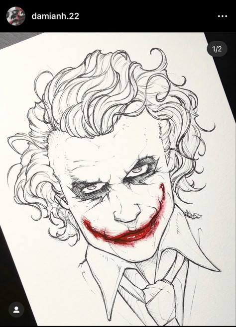 Joker Drawing Easy, Joker Art Drawing, Joker Sketch, Batman Art Drawing, 3d Printed Mask, Joker Tattoo Design, Joker Drawings, Batman Drawing, Batman Dc