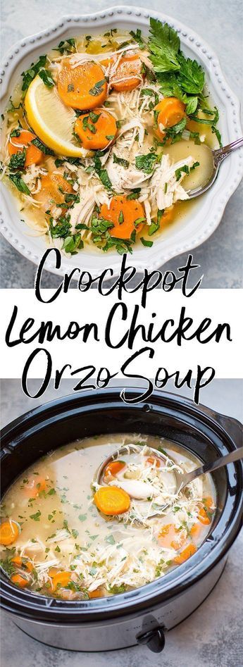 This Crockpot lemon chicken orzo soup recipe is healthy, super easy, and family-friendly. Come home to a steaming bowl of deliciousness! #chickensoup Crockpot Lemon Chicken, Lemon Chicken Orzo, Orzo Soup Recipes, Super Recipes, Easy Chicken Casserole Recipes, Crockpot Chicken Healthy, Lemon Recipe, Orzo Soup, Chicken Orzo Soup