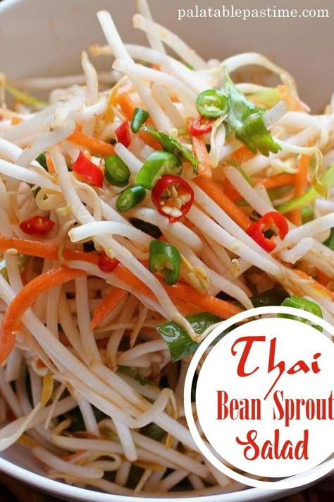 Thai Bean Sprout Salad, Japanese Bean Sprout Recipes, Recipes With Bean Sprouts, Salad Recipes Thai, Sprout Salad Recipes, Bean Sprout Recipes, Bean Sprout Salad, Thai Salad, Bean Sprout