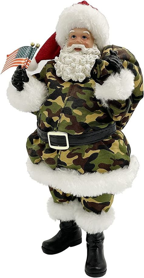 Amazon.com: ShineNS 11-Inch Camouflage Santa Claus Wearing Camouflage Clothes Gift Soldier Army Statue Santa Figurine Cloth Resin Christmas Decoration Ornament Xmas Gift : Home & Kitchen Toy Solider Christmas Diy, Christmas Cartoon Characters, Camouflage Uniform, Plastic Army Men Toys, Santa Canvas, Thanksgiving Wedding, Military Christmas, Military Ornaments, Camouflage Outfits