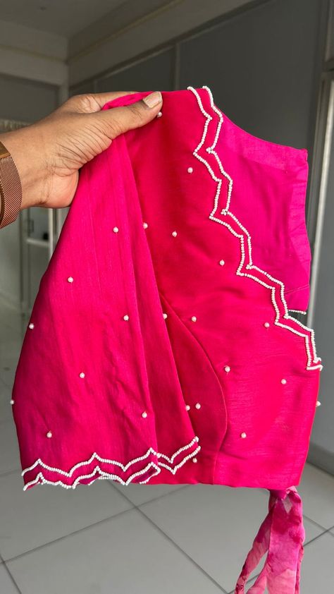 Threads / Threadslabel / Threads Fashions / Threads Bridal Blouse Back Neck Handwork Designs, Pattern Saree Blouse Designs, Bead Work For Blouse, All Over Blouse Work Designs, Maheshwari Saree Blouse Designs, Dress Work Designs, Blouse Designs With Work, Silk Blouse Work Designs, Self Design Blouse Patterns