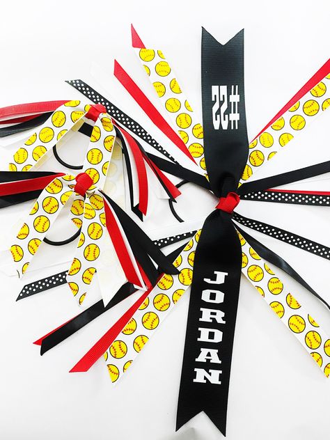 Softball Hair Bows, Hair Streamer, Volleyball Bows, Ponytail Streamer, Softball Hair, Softball Team Gifts, Softball Bow, Volleyball Hair, Softball Bows