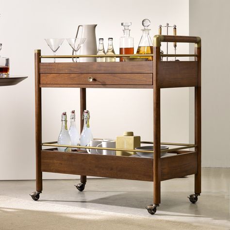 Hooker Furniture Studio 7H Bar Cart - Look up “versatile” in the dictionary, and you’re likely to find the Hooker Furniture Studio 7H Bar Cart ’s picture. This... Serving Trolly Design, Food Serving Trolley, Wood Cart, Vintage Cart, Wood Bar Cart, Modern Bar Cart, Wood Carving Furniture, S Picture, Furniture Studio