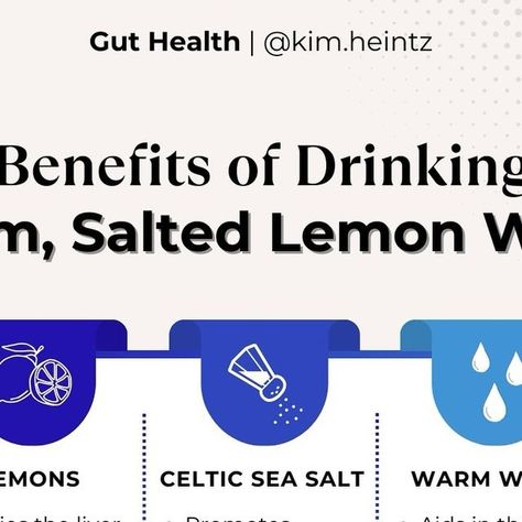 IBS, Constipation, Candida & Gut Health on Instagram: "Did you know that lemon and salt are amazing for hormones? 🍋 🧂 🤔

Your hormones can greatly benefit by starting your day off with warm water enhanced with a slice of lemon & up to 1/4 tsp Celtic Sea salt

Tip: Start with a pinch and work your way up!

🍋 Lemons help detoxify the liver, and the liver is where we convert hormones, such as thyroid T4 to T3.

And it helps us to excrete toxins and excess hormones such as estrogen which can lead to weight gain, sleep and mood issues if it builds up.

🧂 Celtic sea salt promotes better hydration and electrolyte balance which is important for hormone and bodily functions.

Plus the magnesium, sodium & potassium in the salt nourish the adrenal glands which largely produce cortisol and DHEA h Celtic Salt And Lemon Water, Salt And Lemon Water, Electrolyte Balance, Celtic Salt, Celtic Sea Salt, Drinking Hot Water, Fat Flush, Book Cover Diy, Adrenal Glands