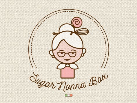 Sugar Nonna Box Logo Design by Stefanija Veljkova Grandma Logo Design, Box Logo Design, Papan Tulis Kapur, Basic Computer Skills, Food Company Logo, Daycare Logo, Cartoon Grandma, Baking Logo Design, Cookies Branding