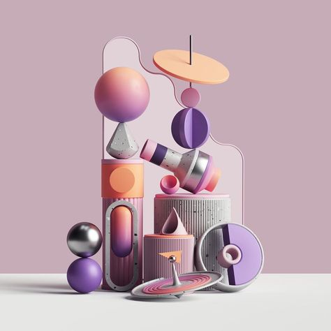 Peter Tarka, 3d Composition, Colors Gradient, 3d Cinema, Pastel Gradient, Photoshop Projects, 3d Inspiration, 3d Abstract, 3d Shapes