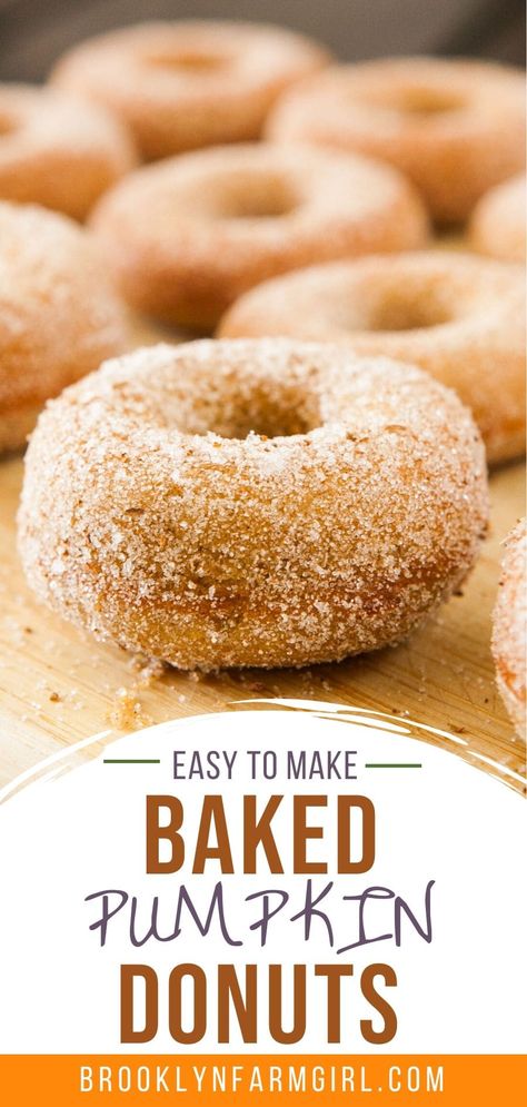 Baked Pumpkin Donuts Recipe, Pumpkin Donuts Baked, Pumpkin Doughnuts, Pumpkin Donuts Recipe, Doughnut Recipe Easy, Homemade Donuts Recipe, Baked Donut Recipes, Pumpkin Spice Donut, Donuts Recipe